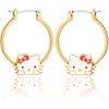 image:imageHello Kitty Hoop Earrings for Women Official License Gold Tone FlashPlated and Enamel Sanrio Earrings