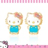 image:imageSanrio Hello Kitty Earrings for Women Official License Yellow Gold FlashPlated and Enamel Hello Kitty Stud Earrings