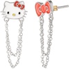 image:imageSanrio Hello Kitty Womens Hoop Earrings  Enamel and Silver Plated Hello Kitty Half Hoop Dangle Earrings Officially LicensedHK Red Bow