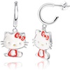 image:imageSanrio Hello Kitty Womens Hoop Earrings  Enamel and Silver Plated Hello Kitty Half Hoop Dangle Earrings Officially LicensedHK Silver