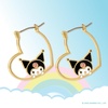 image:imageSanrio Hello Kitty and Friends Earring Collection  Yellow FlashPlated Heart Hoop and Crystal Earrings Featuring My Melody Kuromi and Hello Kitty Officially LicensedKuromi Heart Gold