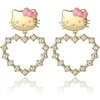 image:imageHello Kitty Earrings for Women with Pave Crystals Official License 18k Gold FlashPlated Hello Dangle or Hoop EarringsHello Kitty Yellow Heart