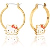 image:imageHello Kitty Hoop Earrings for Women Official License Gold Tone FlashPlated and Enamel Sanrio Earrings