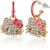 image:imagePave Crystal Hello Kitty Earrings for Women Official License Gold Tone and Enamel Dangle or Stud Earrings Sanrio JewelryPink Hoop