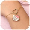 image:imageSALLY ROSE Hello Kitty Pave Crystal Charm Bracelet for Women 6751 18k Gold FlashPlated Official License Hello Kitty Bracelet