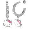 image:imageSanrio Hello Kitty Jewelry Dangle and Hoop Earrings for Women Fashion Hello Kitty Earrings with Crystals or Enamel PlatingHello Kitty Silver Hoop