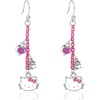 image:imageSanrio Hello Kitty Womens Dangle Earrings Official License  Fashion Jewelry Pink Coated Hello Kitty Earrings with Charms