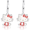 image:imageSanrio Hello Kitty Womens Hoop Earrings  Enamel and Silver Plated Hello Kitty Half Hoop Dangle Earrings Officially LicensedHK Silver