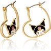 image:imageSanrio Hello Kitty and Friends Earring Collection  Yellow FlashPlated Heart Hoop and Crystal Earrings Featuring My Melody Kuromi and Hello Kitty Officially LicensedKuromi Heart Gold
