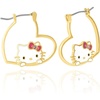 image:imageSanrio Hello Kitty and Friends Earring Collection  Yellow FlashPlated Heart Hoop and Crystal Earrings Featuring My Melody Kuromi and Hello Kitty Officially LicensedHello Kitty Gold