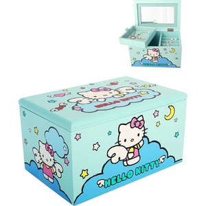 image:imageHello Kitty Jewelry Box with Tray and Storage Official License Blue Jewelry Box Wood Jewelry Organizer Sanrio Gifts BlueBlue