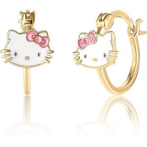 image:imageHello Kitty Womens Hoop Earrings  Sterling Silver and Enamel Hello Kitty Earrings Official LicenseGold