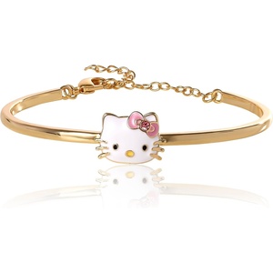 image:imageSALLY ROSE Hello Kitty Bangle Bracelet for Women Official License 18k Gold FlashPlated Hello Kitty Pendant Bracelet with Pink Crystal