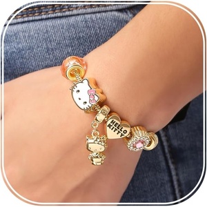 image:imageSALLY ROSE Hello Kitty Charm Bracelets for Women 7 Official License Fashion Sanrio Bracelet with 6 CharmsHello Kitty Gold