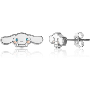 image:imageSanrio Hello Kitty amp My Melody Womens Stud Earrings Collection  Silver FlashPlated Enamel amp Crystal Designs Officially Licensed JewelryCinnamoroll White