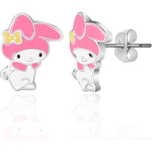 image:imageSanrio Hello Kitty amp My Melody Womens Stud Earrings Collection  Silver FlashPlated Enamel amp Crystal Designs Officially Licensed JewelryPink My Melody