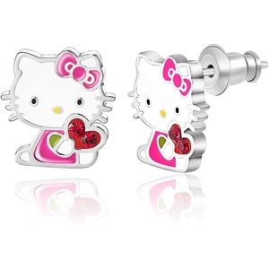 image:imageSanrio Hello Kitty amp My Melody Womens Stud Earrings Collection  Silver FlashPlated Enamel amp Crystal Designs Officially Licensed JewelryRuby Red Crystal