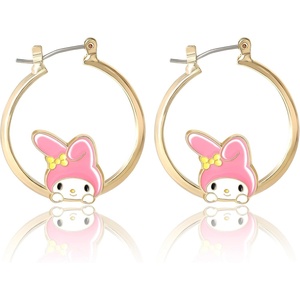 image:imageSanrio Hello Kitty and Friends Womens Hoop Earrings  Enamel Hello Kitty Kuromi My Melody Official License GiftsGold My Melody