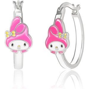 image:imageSanrio Hello Kitty and Friends Womens Hoop Earrings  Enamel Hello Kitty Kuromi My Melody Official License GiftsMy Melody Pink