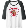 image:imageAggretsuko Be Mine Valentines Raglan Baseball TeeDark Heather GreyWhite