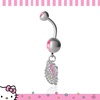 image:imageHello Kitty Belly Button Ring 14g Stainless Steel Kawaii Belly Button Piercing Jewelry Sanrio Official LicenseHello Kitty Pave Crystal Face