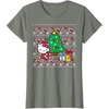 image:imageHello Kitty Candy Cane Christmas Sweater Tee Shirt TShirtOlive Heather