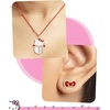 image:imageHello Kitty Necklace and Earrings Set  Officially Licensed Jewelry Collection in Snowman or Classic Bow StylesRed  Pink