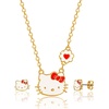 image:imageHello Kitty Sanrio Jewelry Set  Flash Plated 183 Necklace and Stud Earrings Officially LicensedRed