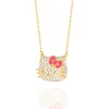 image:imageHello Kitty Sanrio Womens Cubic Zirconia Face Necklace 18 Official License Flash Plated Sterling Silver Necklace
