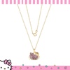 image:imageHello Kitty Sanrio Womens Pink Glitter Necklace 18  18kt Gold Flash Plated Sterling Silver Necklace Official License