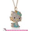 image:imageSALLY ROSE Hello Kitty Enamel and Pave Crystal Pendant Necklace Official License Gold or Silver Tone 163 Hello Kitty Necklace Sanrio GiftsGreen
