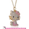 image:imageSALLY ROSE Hello Kitty Enamel and Pave Crystal Pendant Necklace Official License Gold or Silver Tone 163 Hello Kitty Necklace Sanrio GiftsPink