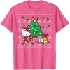 image:imageHello Kitty Candy Cane Christmas Sweater Tee Shirt TShirtPink Heather