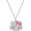 image:imageHello Kitty Sanrio Pave Crystal Pendant Necklace for Women Official License 163 Sparkly Necklace with Enamel PlatingSilver