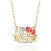 image:imageHello Kitty Sanrio Womens Cubic Zirconia Face Necklace 18 Official License Flash Plated Sterling Silver Necklace
