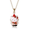 image:imageSALLY ROSE Hello Kitty Christmas Necklace Official License 162 18k Gold FlashPlated and Enamel Pendant Necklace with Crystal Accent
