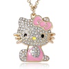 image:imageSALLY ROSE Hello Kitty Enamel and Pave Crystal Pendant Necklace Official License Gold or Silver Tone 163 Hello Kitty Necklace Sanrio GiftsPink