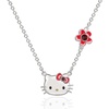 image:imageSALLY ROSE Sanrio Hello Kitty Birthstone Necklace 18  Silver Plated Hello Kitty Necklace with Birthstone Officially LicensedJanuary  Garnet Red