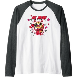 image:imageAggretsuko Be Mine Valentines Raglan Baseball TeeDark Heather GreyWhite