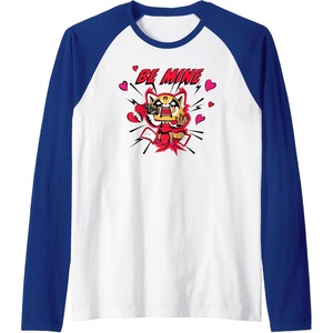 image:imageAggretsuko Be Mine Valentines Raglan Baseball TeeRoyal BlueWhite