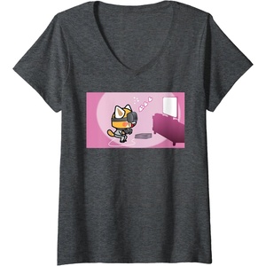 image:imageAggretsuko Heartthrob Virtual Boyfriend VR VNeck TShirtDark Heather Grey