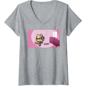 image:imageAggretsuko Heartthrob Virtual Boyfriend VR VNeck TShirtHeather Grey