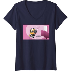 image:imageAggretsuko Heartthrob Virtual Boyfriend VR VNeck TShirtNavy Blue