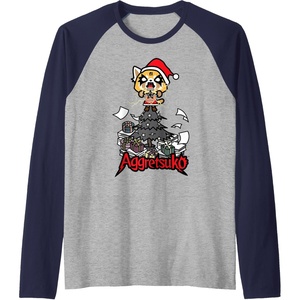 image:imageAggretsuko Metal Christmas Tree Raglan Baseball TeeNavy BlueAthletic Heather