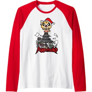 image:imageAggretsuko Metal Christmas Tree Raglan Baseball TeeRedWhite