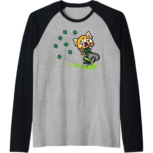 image:imageAggretsuko ShamROCK Saint Patricks Day Raglan Baseball TeeBlackAthletic Heather