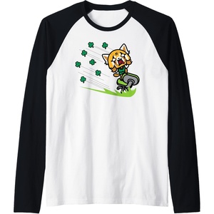 image:imageAggretsuko ShamROCK Saint Patricks Day Raglan Baseball TeeBlackWhite