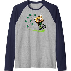 image:imageAggretsuko ShamROCK Saint Patricks Day Raglan Baseball TeeNavy BlueAthletic Heather