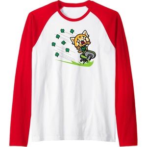 image:imageAggretsuko ShamROCK Saint Patricks Day Raglan Baseball TeeRedWhite