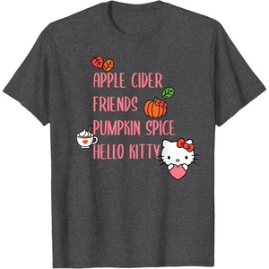 image:imageApple Cider Friends Pumpkin Spice Hello Kitty TShirtDark Heather Grey